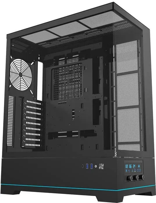 Kasë Darkflash DY451L, Big Tower, pa ventilatorë, ATX, xham i temperuar, e zezë - 7