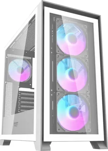 Kasë Darkflash DRX90 Glass, Mid Tower, ATX, me xham të temperuar, e bardhë