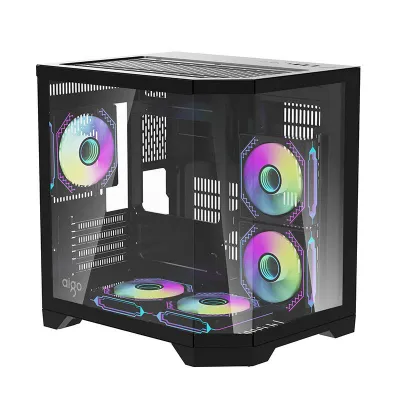 Kasë Darkflash FT350 me 5 ventilatorë ARGB, Mini Tower, e zezë - 8