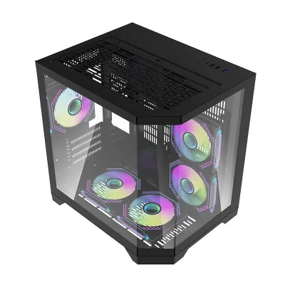 Kasë Darkflash FT350 me 5 ventilatorë ARGB, Mini Tower, e zezë - 9
