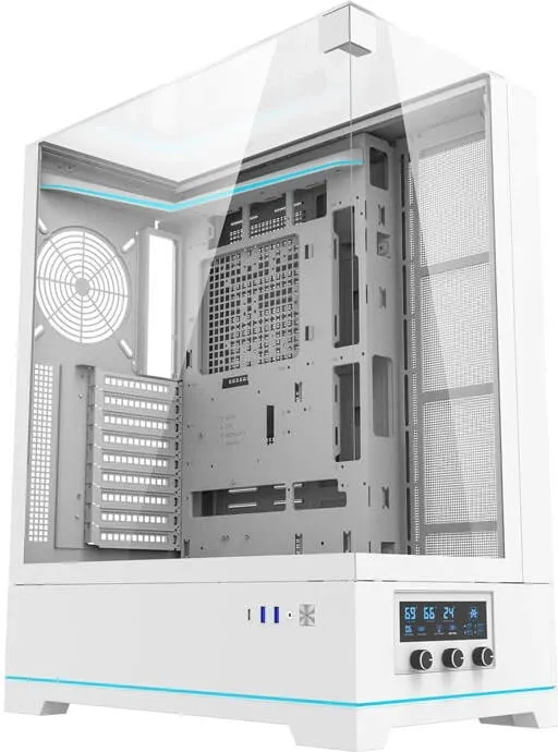 Kasë Darkflash DY450L, Big Tower, pa ventilatorë, e bardhë - 1