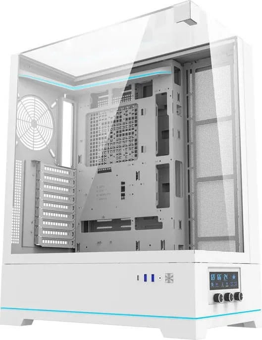 Kasë Darkflash DY450L, Big Tower, pa ventilatorë, e bardhë - 2