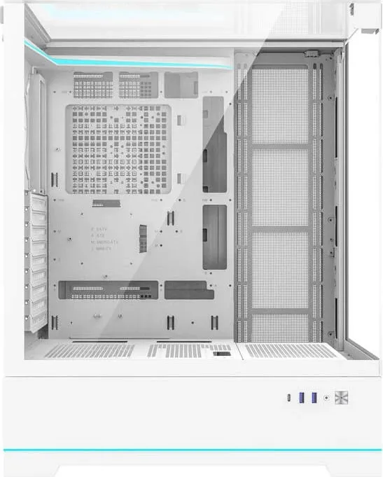 Kasë Darkflash DY450L, Big Tower, pa ventilatorë, e bardhë - 5