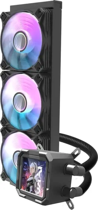 Ftohës me ujë për CPU Darkflash DV360S, ARGB, 360mm, me ekran IPS, i zi