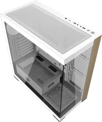 Kasë, Darkflash, DS900W, midi tower panoramike pa ventilatorë, ATX/M-ATX/ITX, mbështetje radiator 360 mm dhe deri 10 ventilatorë, Type-C, e bardhë