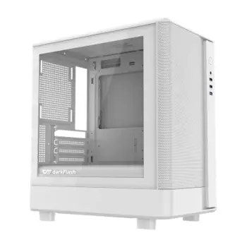 Kasë Darkflash DB330M Mesh midi tower, M-ATX/ITX, 4 slote PCI, pa ventilatorë, 2x HDD 3.5", 1x SSD 2.5", panel xham i kalitur, e bardhë