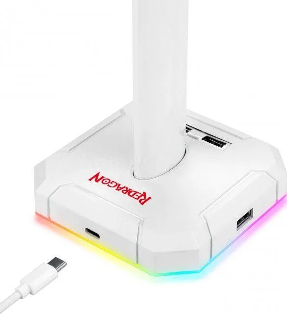 Mbajtëse për kufje Redragon Scepter, RGB, metali, e bardhë - 3