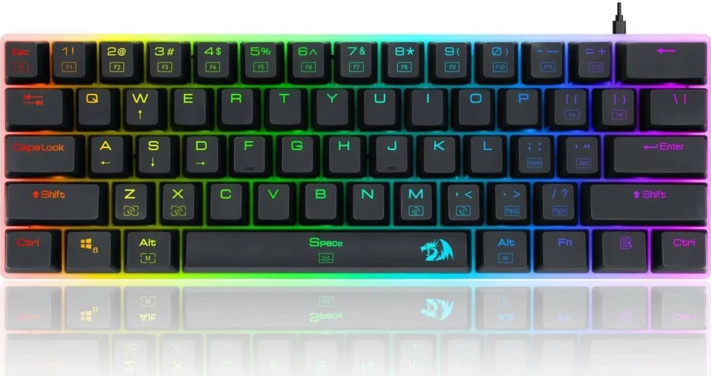Tastierë mekanike Redragon K605 Alien, 60%, RGB, Red Switch, e zezë - 2