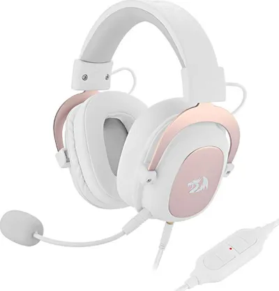 Kufje me mikrofon Redragon Zeus H510W, të bardha/rozë - 1