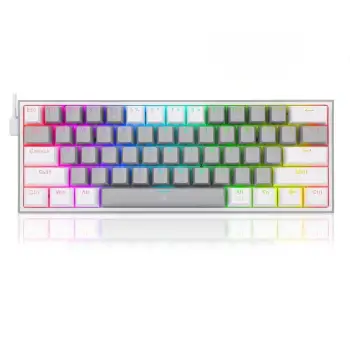 Tastierë Redragon K617 Fizz RGB, me ngjyra bardhë-gri