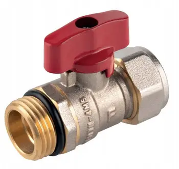 Valvul sferike F-Comfort, për tuba multilayer 16x2mm, dorezë e kuqe, 1-2"