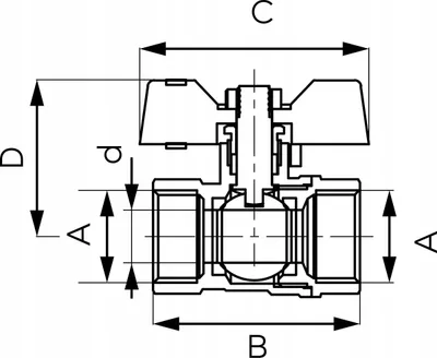Valvul sferike Ferro F-COMFORT DN25, 1", dorezë fluture, bronz - 2