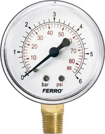 Manometër Ferro 63mm, 1/4", 0-6bar