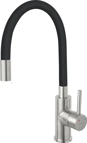 Rubinet kuzhine Ferro Zumbia Inox BZA4BSS, gryke fleksibile, montim në lavaman, i zi
