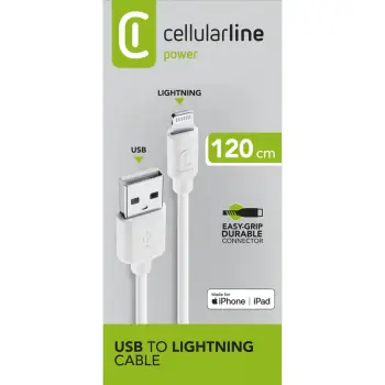 Kabëll karikimi Cellular Line Power Cable 1.2m Lightning USB A bardhë