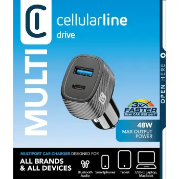Adapter telefoni për veturë Cellularline USB Car Charger Multipower Ultra 30W – Zezë