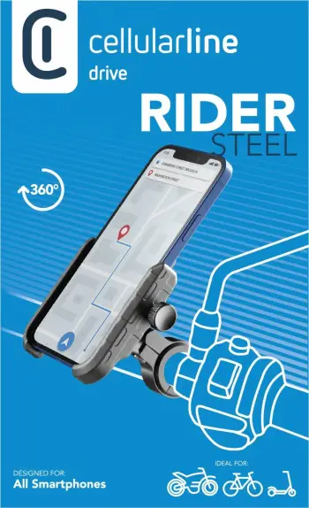 Mbajtës celulari Cellular Line Handy Halter, rrotullim 360°, alumini, i zi