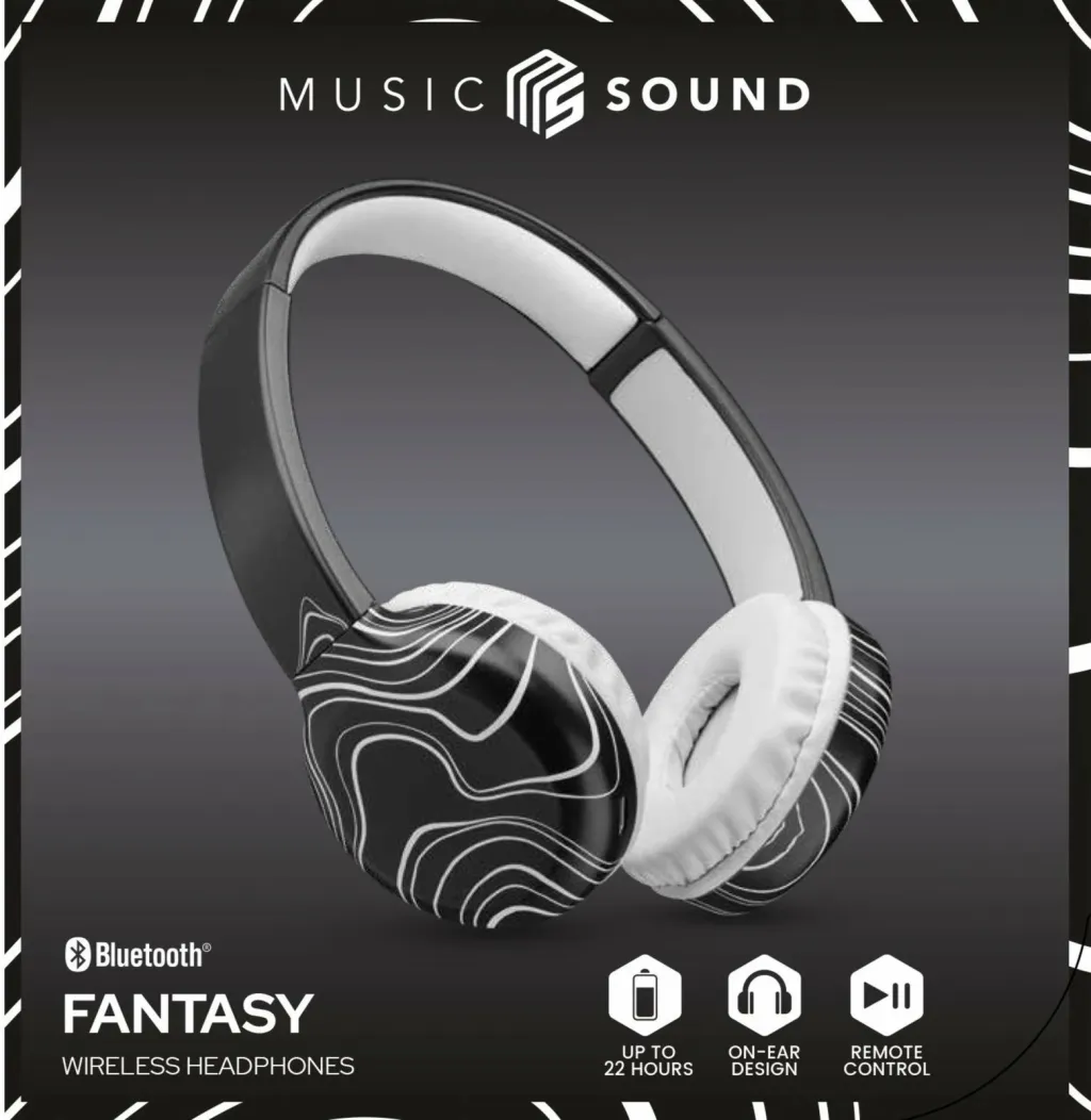 Kufje Bluetooth Cellularline Music & Sound Fantasy Wave, wireless, mikrofon, e zezë - 1