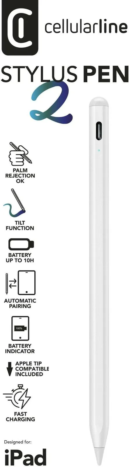Stylus pen Cellularline për iPad, 130mAh, gri - 1