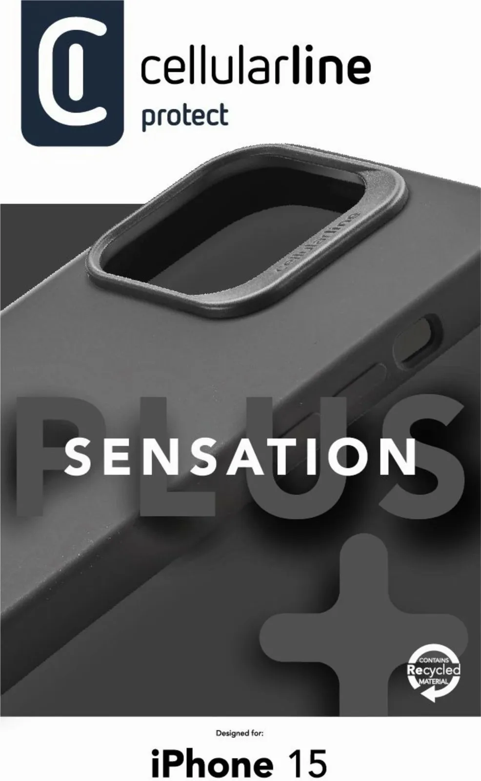 Mbështjellës Cellular Line Sensation+ për iPhone 15, silikon, 6.1", zi - 2