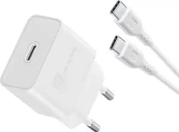 Karikues i shpejtë Cellular Line Super Fast Charger Kit 25W, USB-C në USB-C, 1m, bardhë