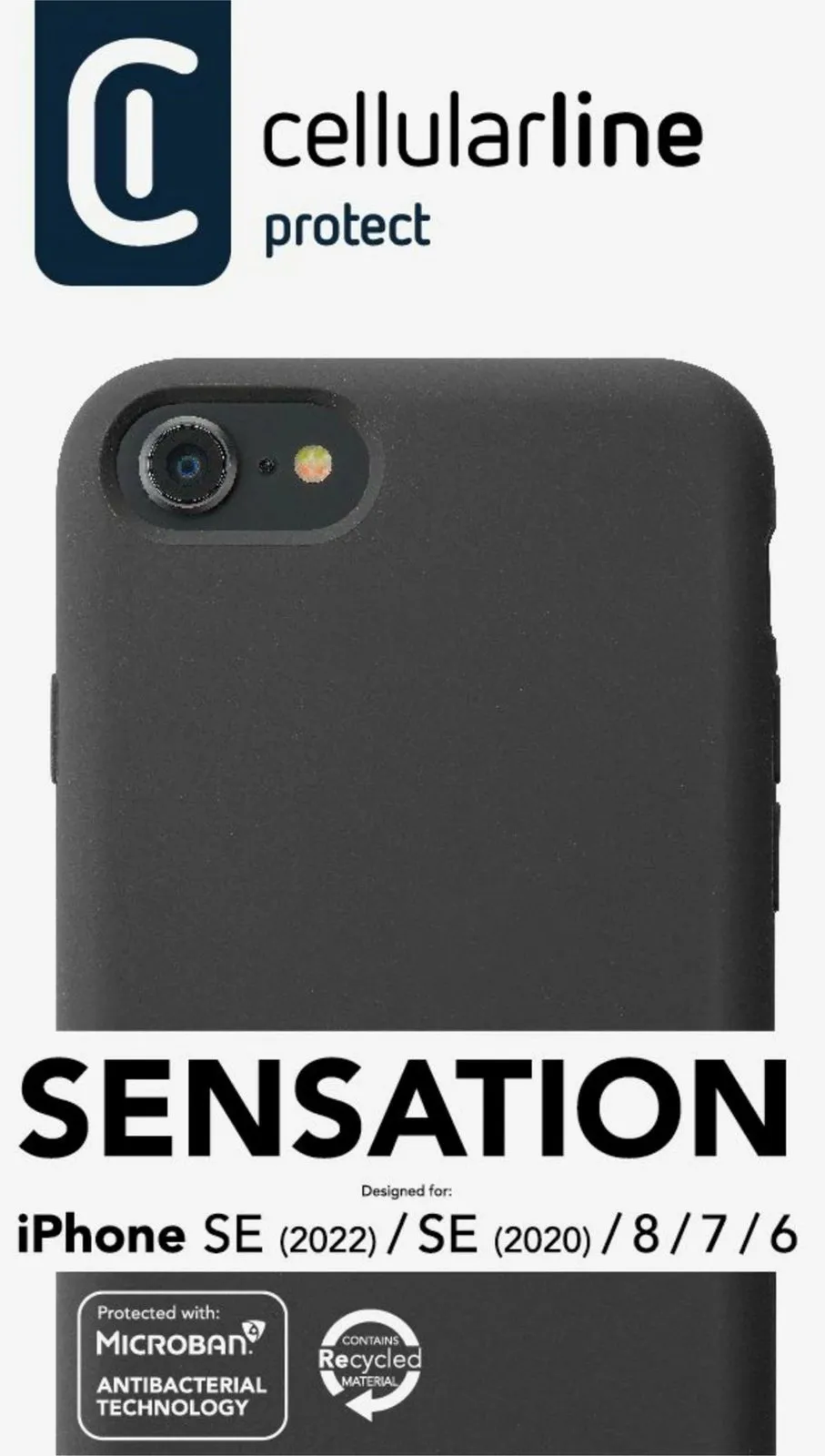 Mbështjellës Cellular Line SENSATION për iPhone 6/7/8/SE, silikon, zi - 3
