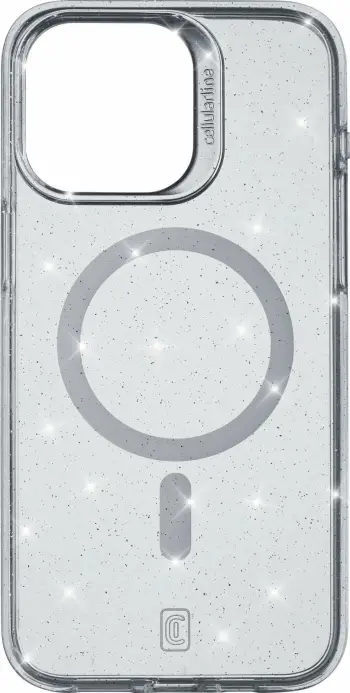 Mbështjellës Cellular Line Sparkle MagSafe për iPhone 15 Pro Max, transparent