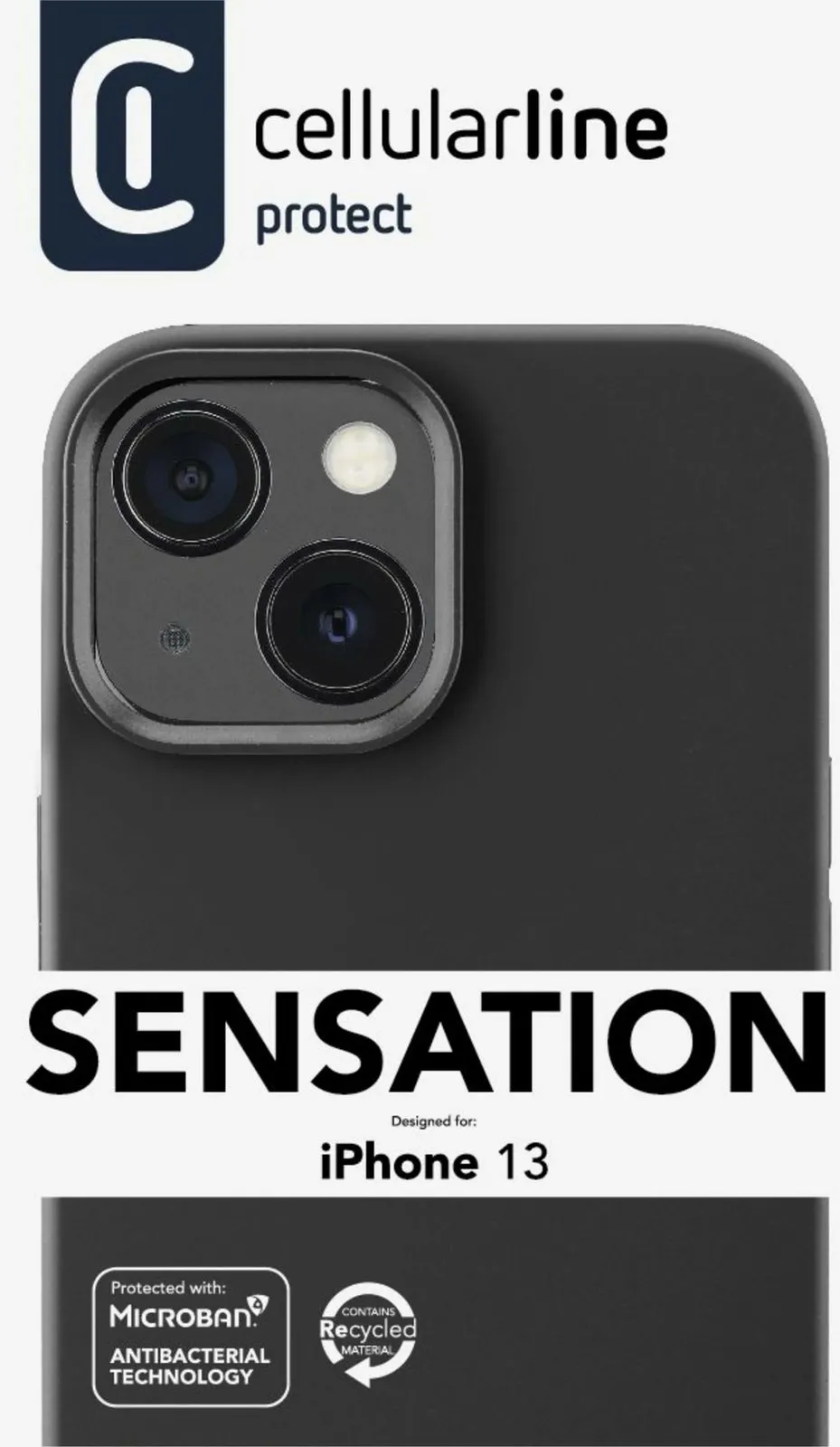 Mbështjellës Cellular Line Sensation për iPhone 13, silikon, 6.1", e zezë - 4