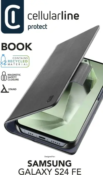 Mbështjellës portofol Cellular Line për Samsung Galaxy S24FE, 6.7", e zezë