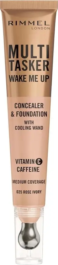 Korrektor për femra Rimmel Multi-Tasker Wake Me Up Illuminating me aplikator masazhi 025 Rose Ivory 20ml