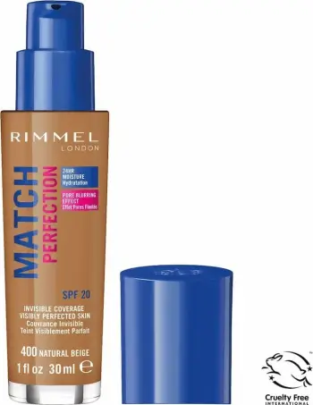 Krem pudër Rimmel Match Perfection Foundation, No. 400, Natural Beige, 30ml