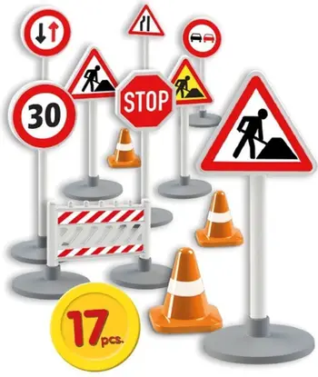 Set lojë edukative Lena Road Signs GXP-605884, 17 pjesë, 16 cm, shumëngjyrësh