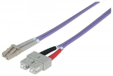 Kabllo me fije optike Intellinet Network Solutions, LC/SC OM4 50/125um, Duplex Multimode, 1m, vjollcë - 1