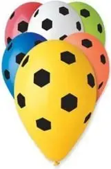 Set tullumbacash GoDan Balloon Football, 5 copë, motiv futbolli, zi e bardhë