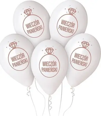 Balona GoDan Premium Bachelorette Party, 32cm, helium, të bardha dhe rozë, 5 copë