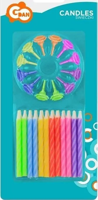 Qirinj ditëlindjeje GoDan Spiral MIX, 6cm, set 12 copë, shumëngjyrëshe