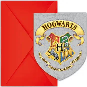 Ftesa GoDan Harry Potter Hogwarts House, set 6 copë, me zarfe, shumëngjyrëshe