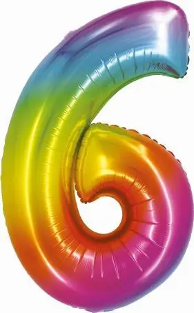 Balonë foli GoDan Smart numri 6, 76cm, ngjyra rainbow