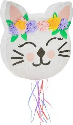 Piñatë GoDan Kitten me lule, 33x35x7.5cm, e bardhë