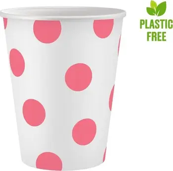 Gotë letre GoDan Pink Dots, 250ml, set 6 copë, e bardhë me pika rozë