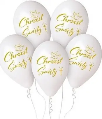 Balona GoDan Premium Christening, 33cm, set 5 copë, të bardha