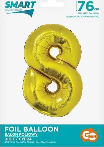 Balonë folie GoDan Smart numri 8, 76cm, ari