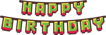 Garlandë letre GoDan Happy Birthday GAME ON, 160cm, jeshile