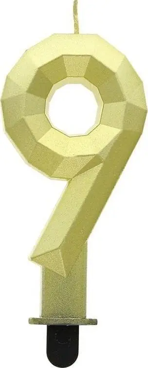 Qiri dekorativ GoDan Number 9 Diamond, 7.6cm, ngjyrë ari metalike
