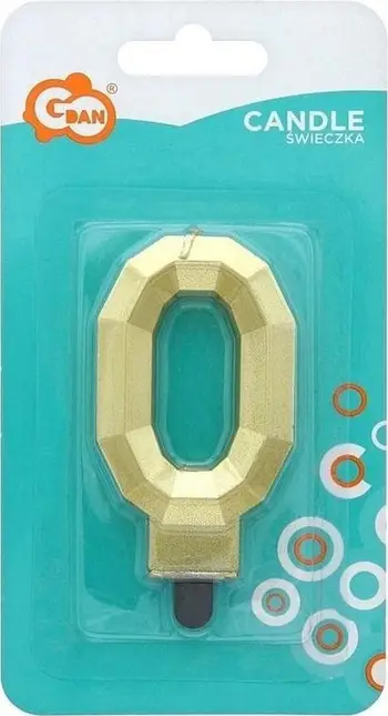 Qiri dekorativ GoDan Number 0 Diamond, 7.6cm, ngjyrë ari metalik
