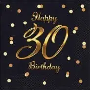 Lecka letre GoDan Happy 30 Birthday, 33 x 33 cm, 20 copë, të zeza