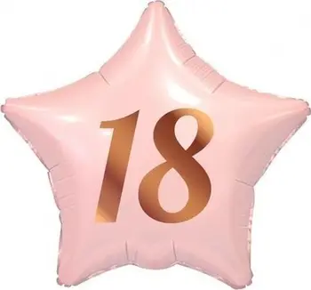Balonë folie GoDan Beauty &amp; Charm, formë ylli 18, 48 cm, rozë me shtypje të artë