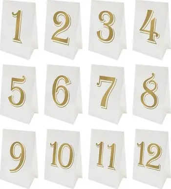 Kartela numrash tavoline GoDan Celebrate, set 12 copë, letër, të arta
