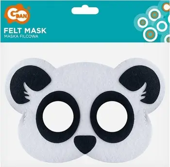 Maskë fytyre GoDan Felt Mask Panda, 19x12cm, bardh e zezë