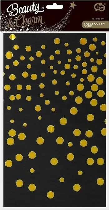 Mbulesë tavoline GoDan Foil B&amp;C, 137x183cm, pika ari, e zezë